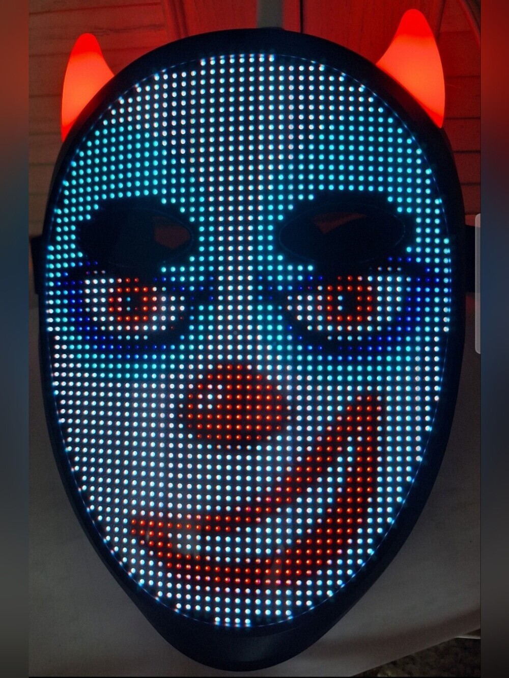 LED Mask Halloween Light Up App Control Customizable Glowing Cosplay Mask NEW